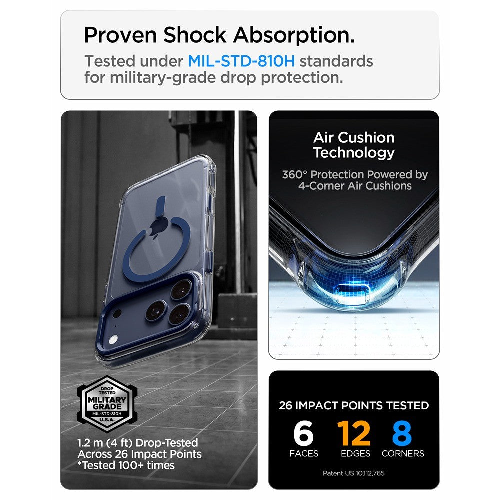 Spigen iPhone 17 Pro Max/iPhone 18 Pro Max Skal Ultra Hybrid Optik S MagFit Clear Deep Blue
