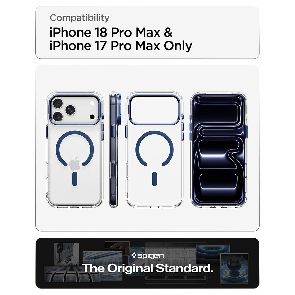 Spigen iPhone 17 Pro Max/iPhone 18 Pro Max Skal Ultra Hybrid Optik S MagFit Clear Deep Blue