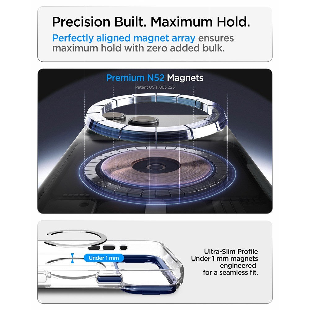 Spigen iPhone 17 Pro Max/iPhone 18 Pro Max Skal Ultra Hybrid Optik S MagFit Clear Deep Blue