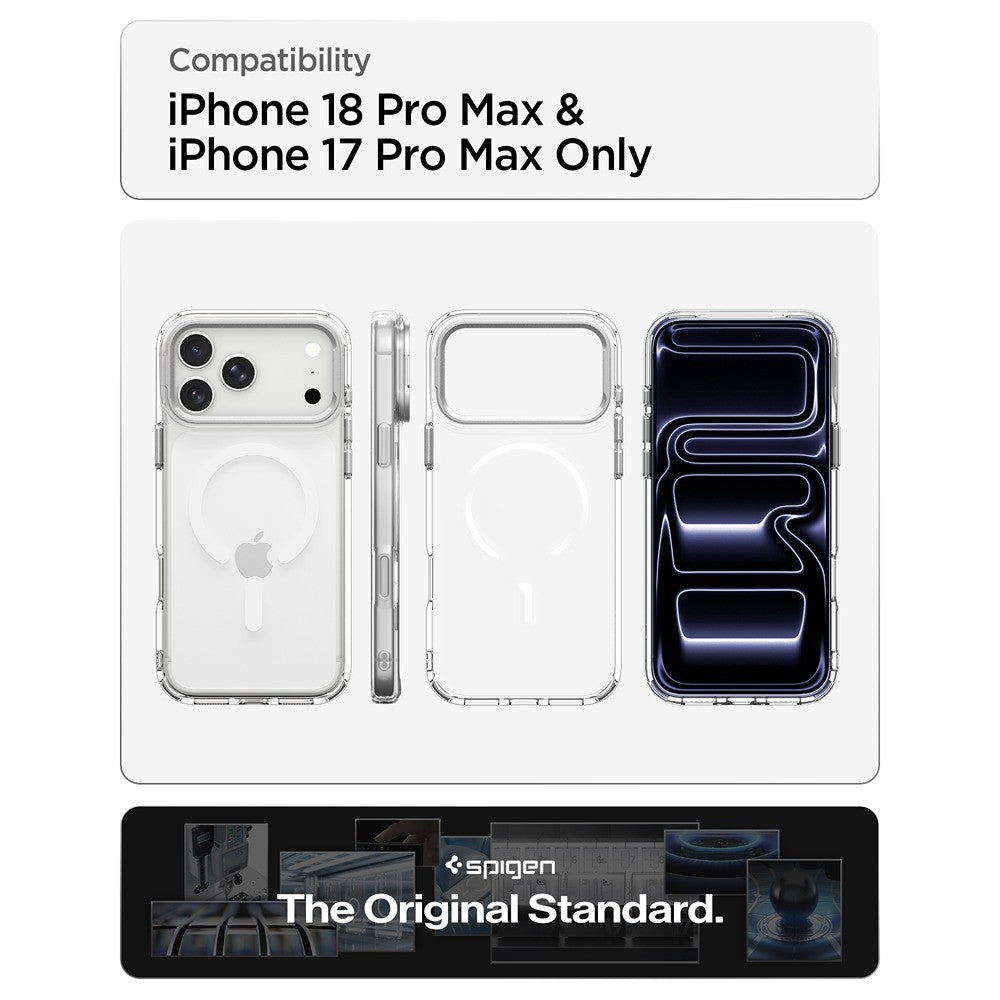 Spigen iPhone 17 Pro Max/iPhone 18 Pro Max Skal Ultra Hybrid Optik S MagFit Clear Silver