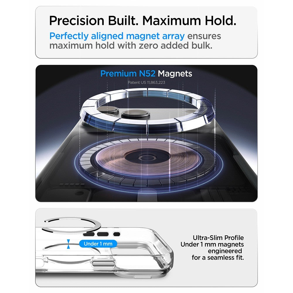 Spigen iPhone 17 Pro Max/iPhone 18 Pro Max Skal Ultra Hybrid Optik S MagFit Clear Silver