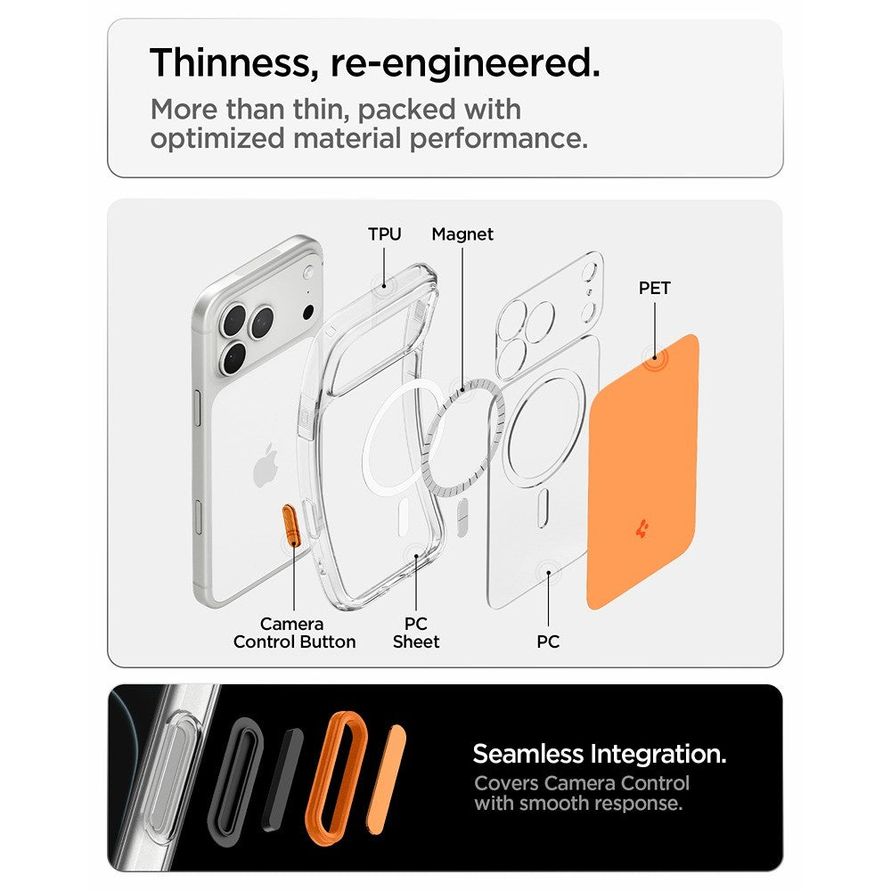 Spigen iPhone 17 Pro Max/iPhone 18 Pro Max Skal Ultra Hybrid T MagFit Glossy Orange