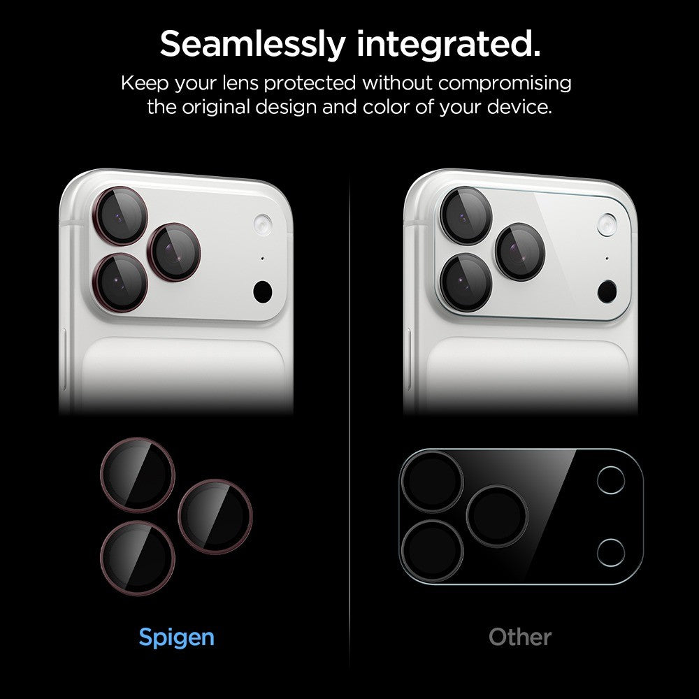 Spigen iPhone 18 Pro/18 Pro Max Kameraskydd Glas.tR EZ Fit Optik Pro 2-pack Dark Cherry