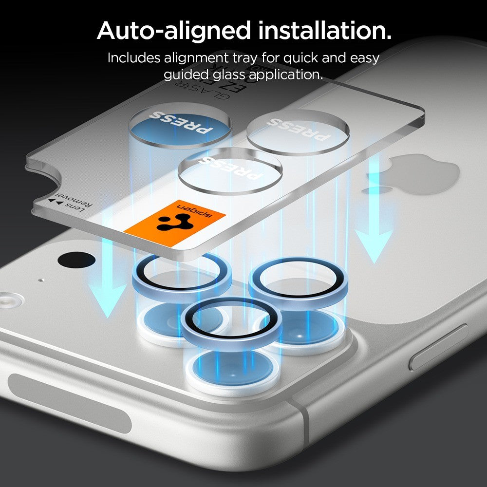 Spigen iPhone 18 Pro/18 Pro Max Kameraskydd Glas.tR EZ Fit Optik Pro 2-pack Light Blue