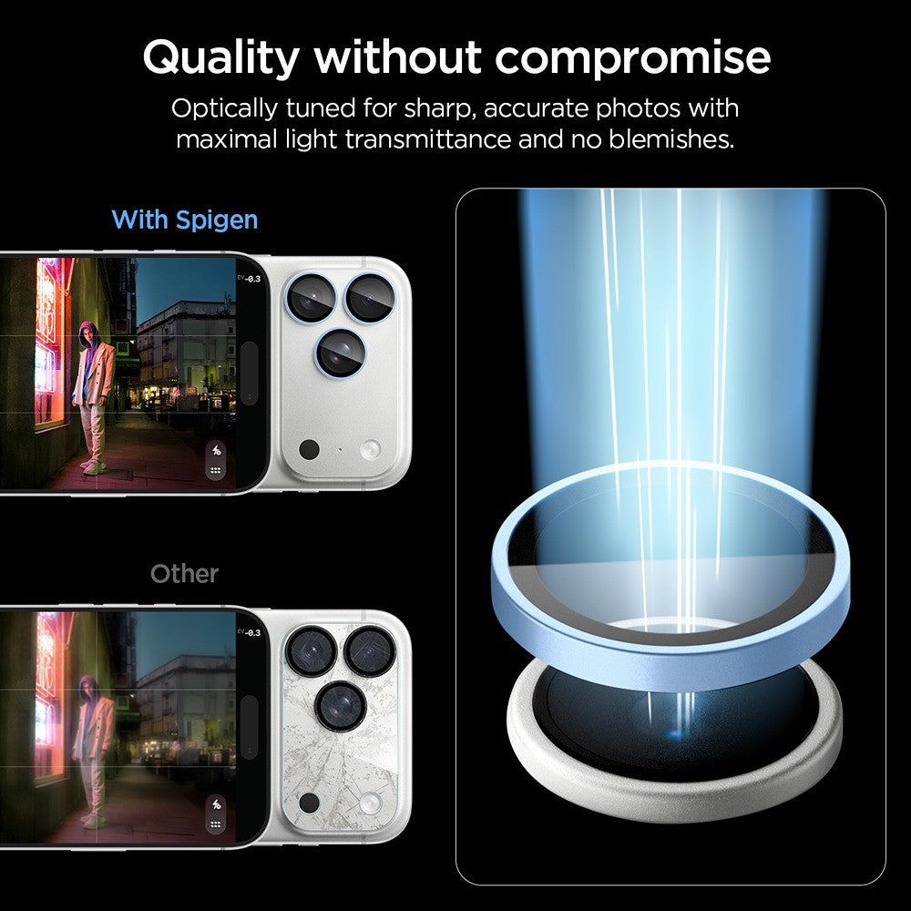 Spigen iPhone 18 Pro/18 Pro Max Kameraskydd Glas.tR EZ Fit Optik Pro 2-pack Light Blue