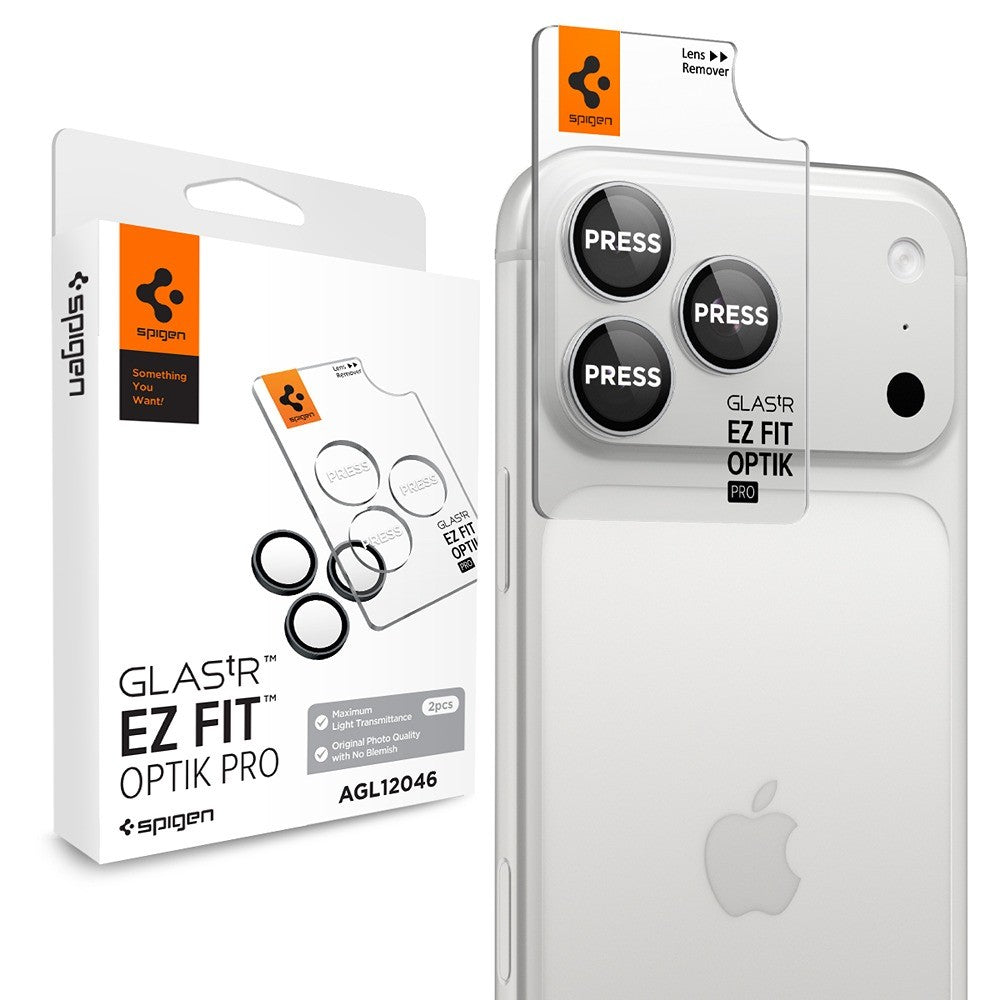 Spigen iPhone 18 Pro/18 Pro Max Kameraskydd Glas.tR EZ Fit Optik Pro 2-pack Silver