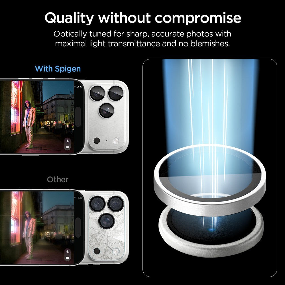 Spigen iPhone 18 Pro/18 Pro Max Kameraskydd Glas.tR EZ Fit Optik Pro 2-pack Silver
