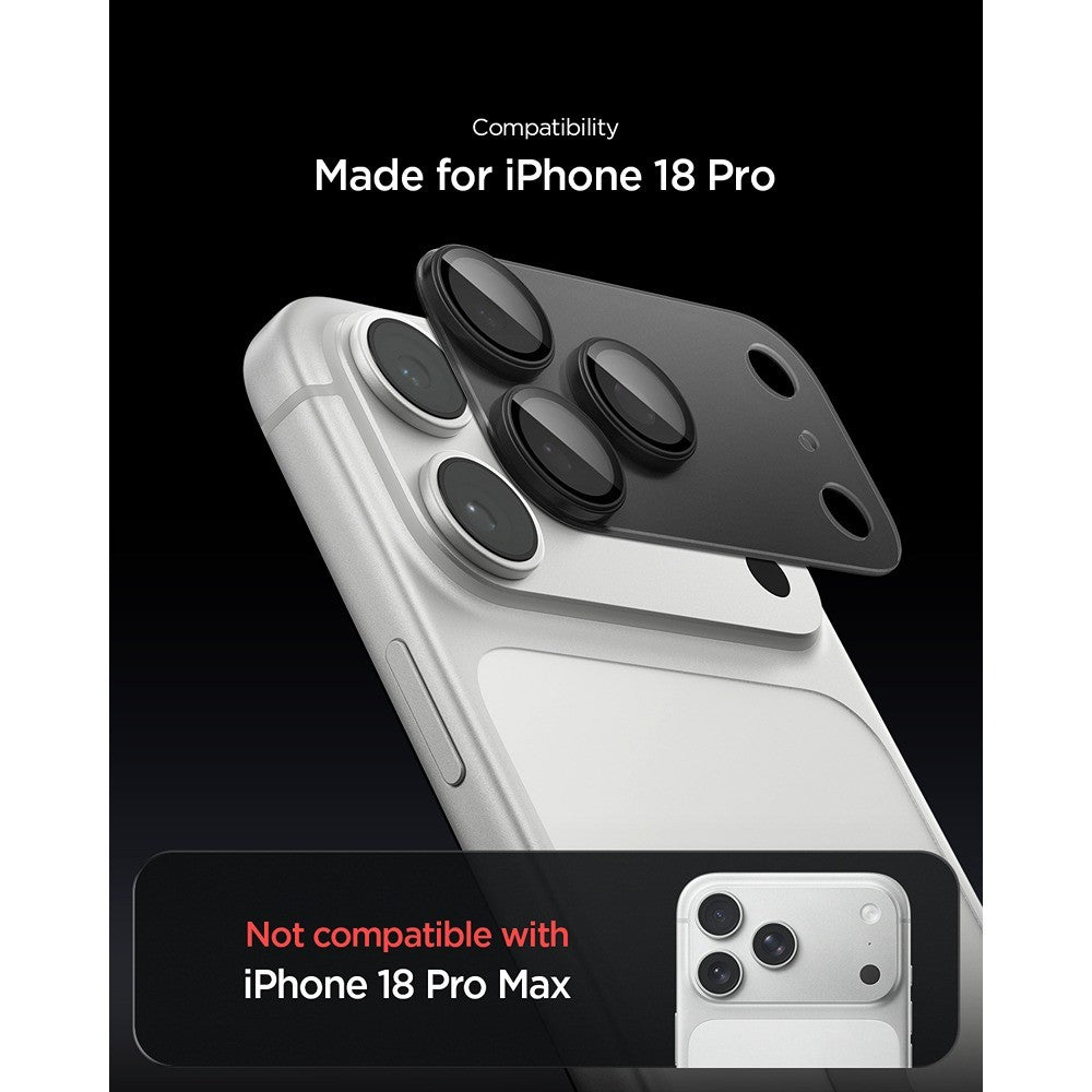 Spigen iPhone 18 Pro Kameraskydd Glas.tR EZ Fit Optik Pro XL Dark Gray