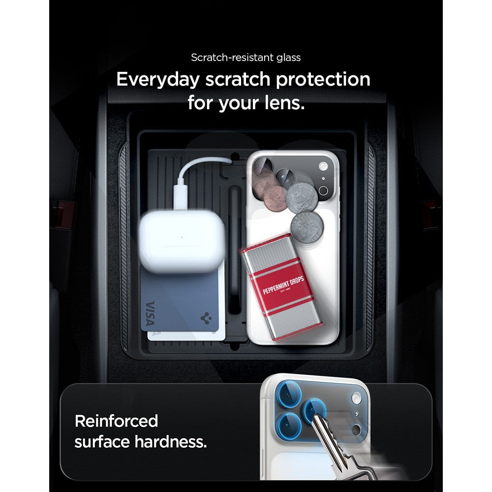 Spigen iPhone 18 Pro Kameraskydd Glas.tR EZ Fit Optik Pro XL Dark Gray