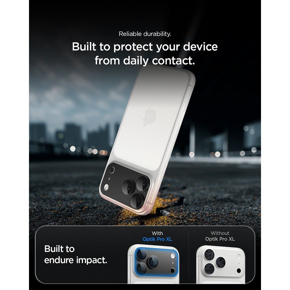Spigen iPhone 18 Pro Kameraskydd Glas.tR EZ Fit Optik Pro XL Dark Gray