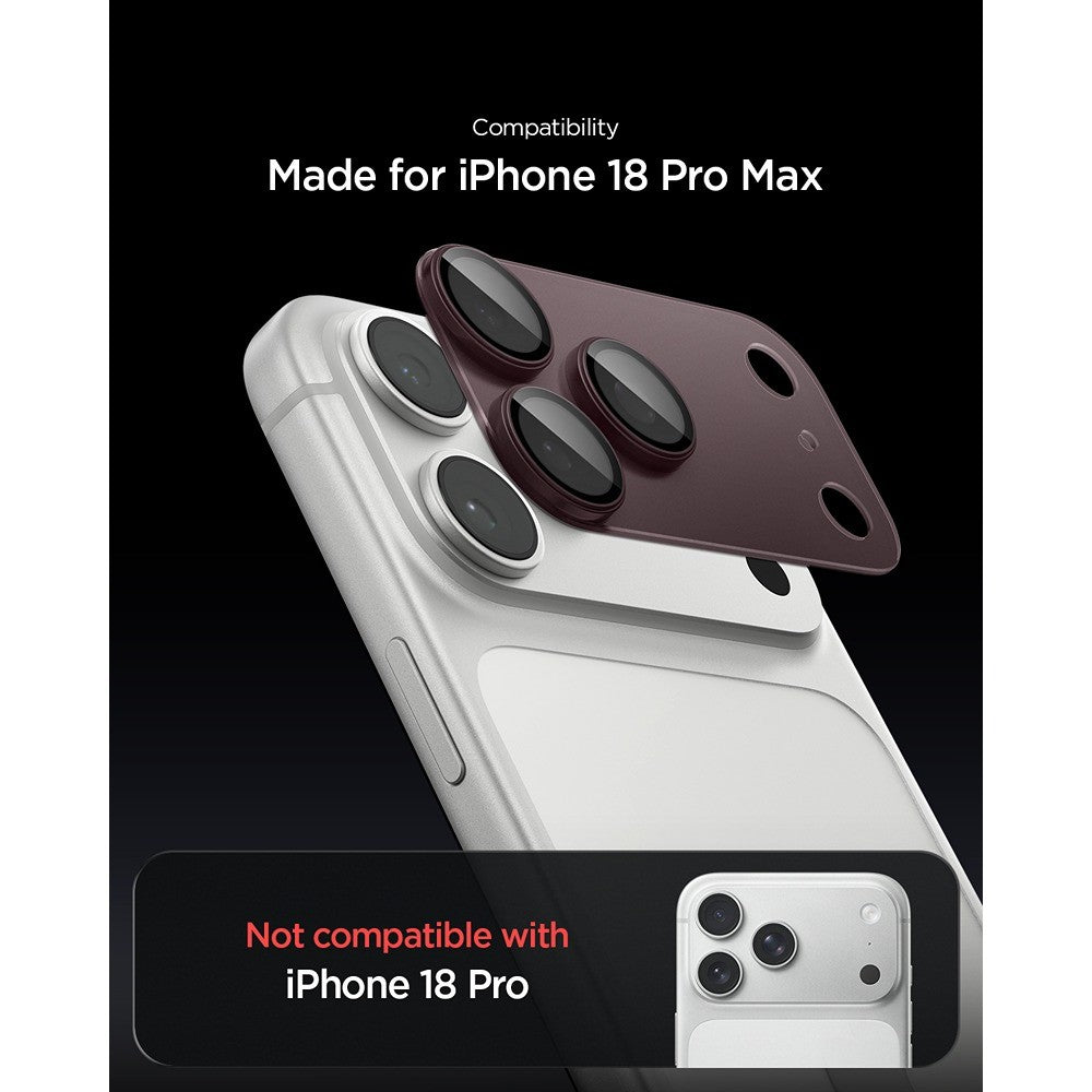 Spigen iPhone 18 Pro Max Kameraskydd Glas.tR EZ Fit Optik Pro XL Dark Cherry