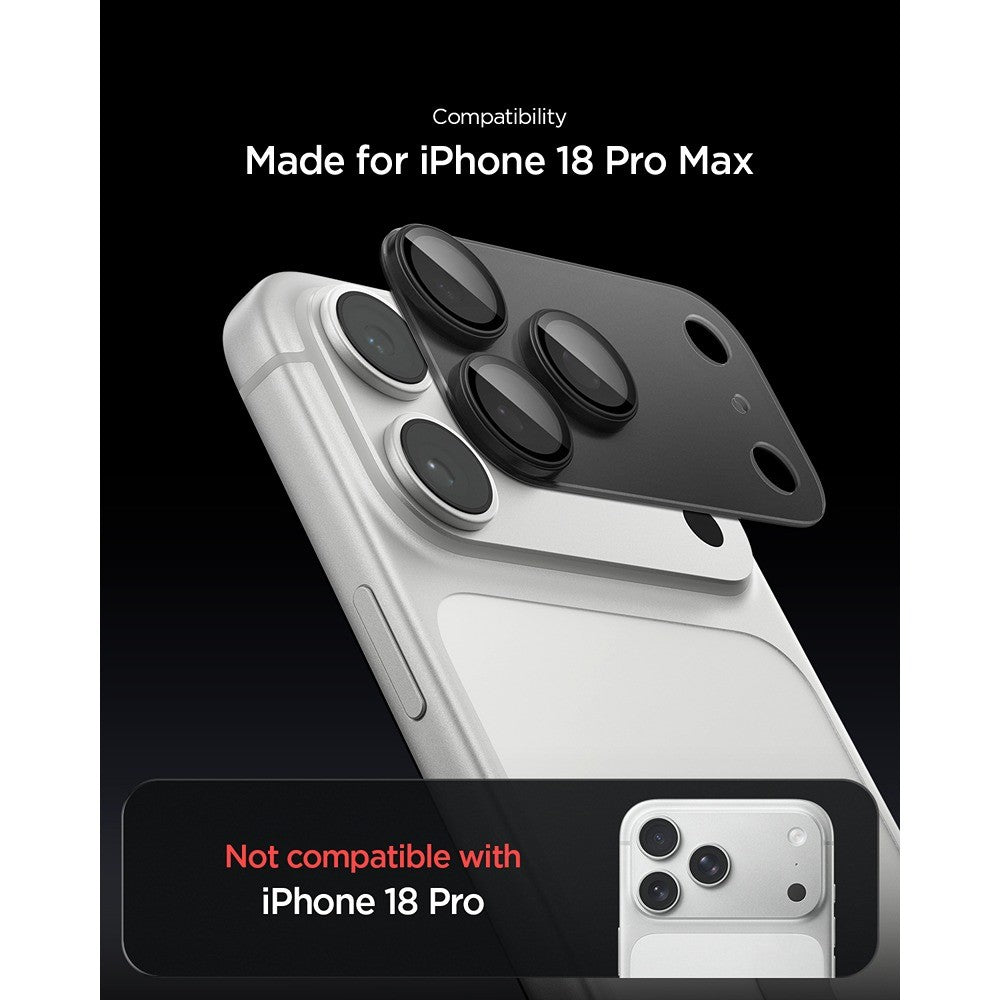 Spigen iPhone 18 Pro Max Kameraskydd Glas.tR EZ Fit Optik Pro XL Dark Gray