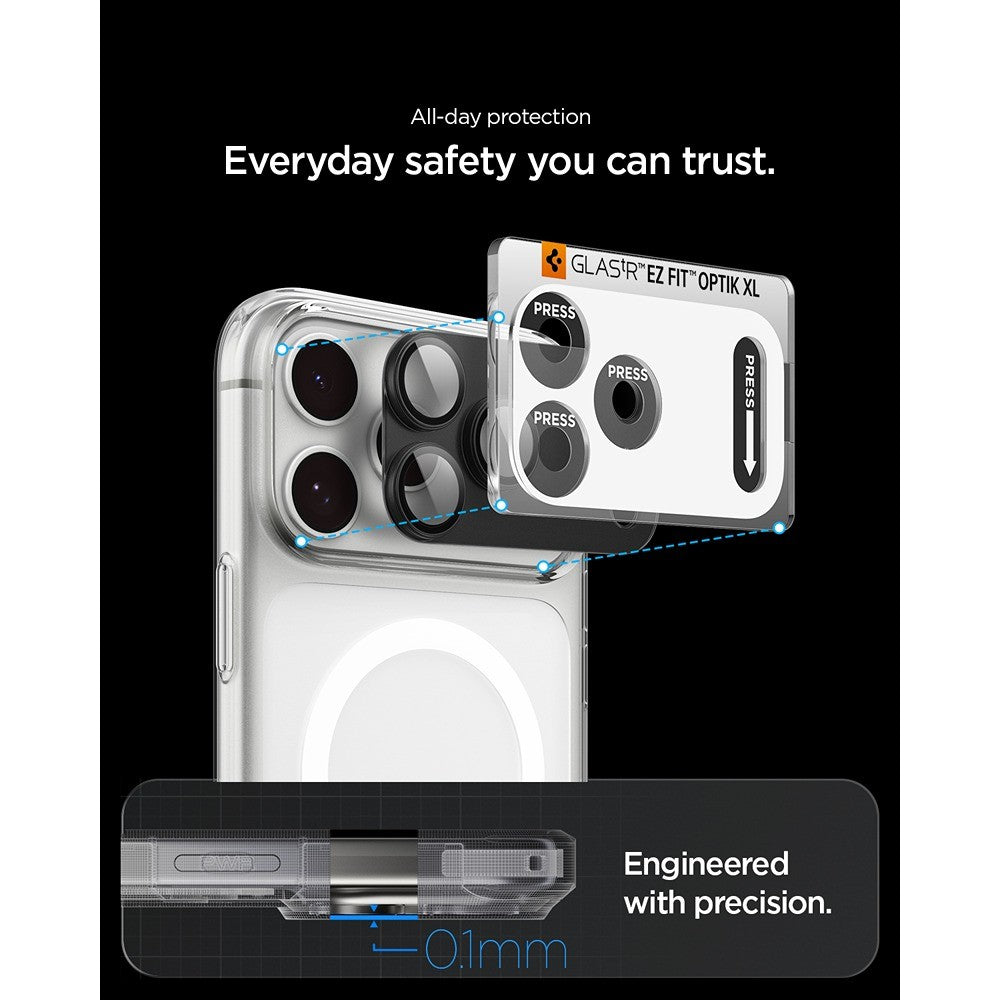 Spigen iPhone 18 Pro Max Kameraskydd Glas.tR EZ Fit Optik Pro XL Dark Gray
