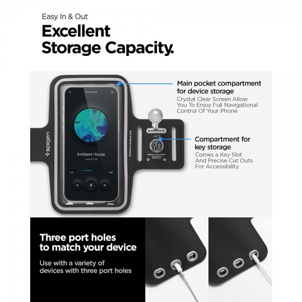 Spigen Sportarmband Dynamic Shield A703 Mobilhållare Svart