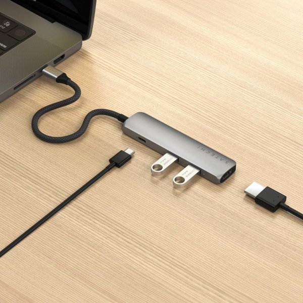 Satechi 4-i-1 USB-C Slim Multiport Adapter 4K Space Gray