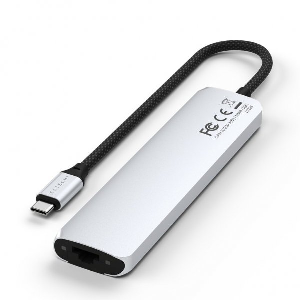 Satechi 7-i-1 USB-C Slim Multiport Adapter med Ethernet Silver