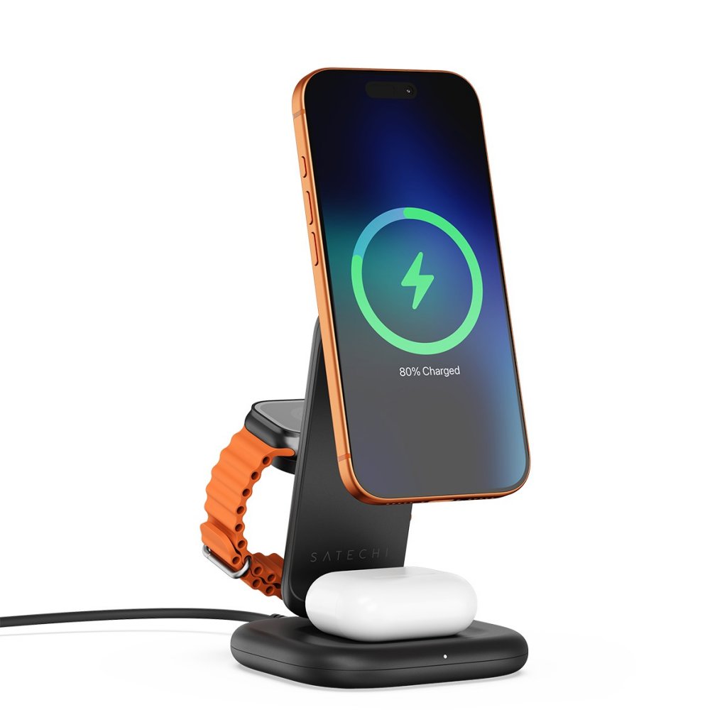 Satechi Trådlös Laddare 3-in-1 Foldable Qi2 25W Svart