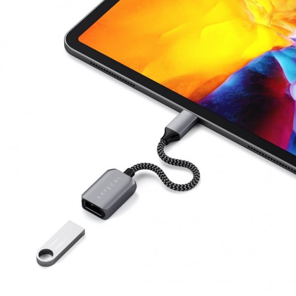 Satechi USB-C till USB-A 3.0 adapterkabel Grå
