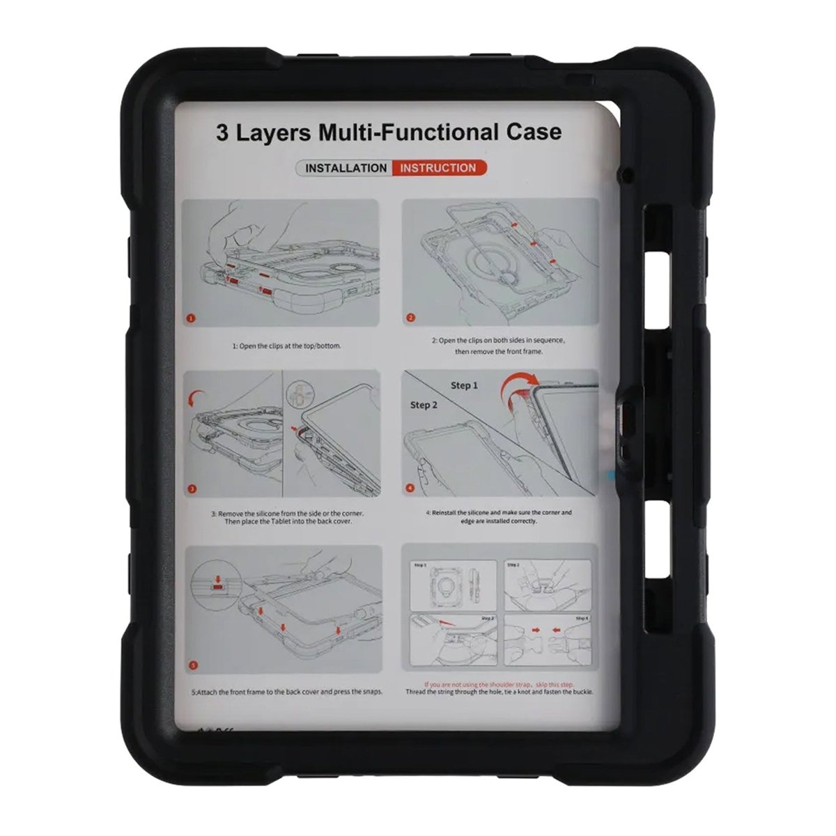iPad 11 (A16)/iPad 10.9 (gen 10) Skal med Stativ & Handrem Svart