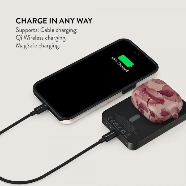 Burga Powerbank MagSafe 5000 mAh Tender Kiss Metallgrå