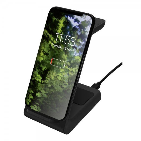 Deltaco Trådlös Laddare 3-in-1 Wireless Charger Svart