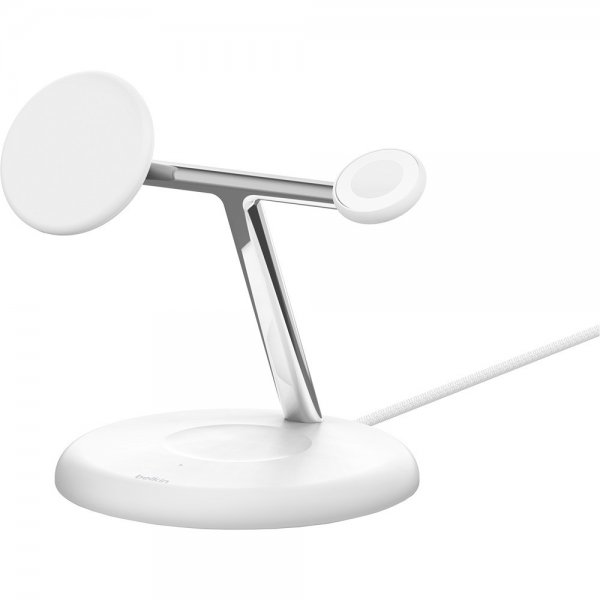 Belkin Trådlös Laddare BoostCharge Pro 3-in-1 MagSafe Qi2 15W Vit