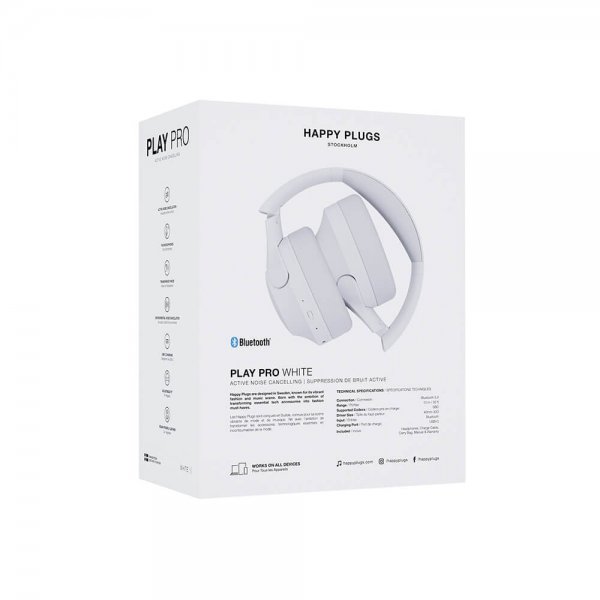 Happy Plugs Trådlösa Hörlurar Play Pro ANC Over-Ear Vit