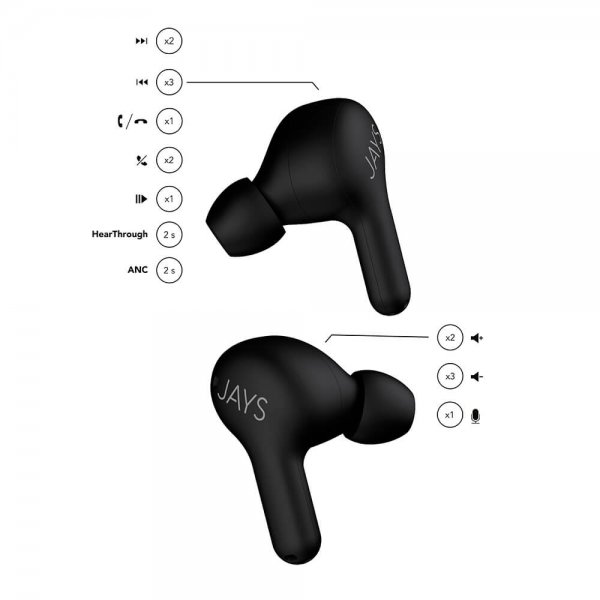 Jays Trådlösa Hörlurar t-Seven TWS In-Ear ANC Svart