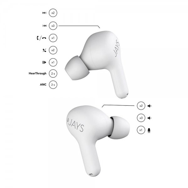 Jays Trådlösa Hörlurar t-Seven TWS In-Ear ANC Vit