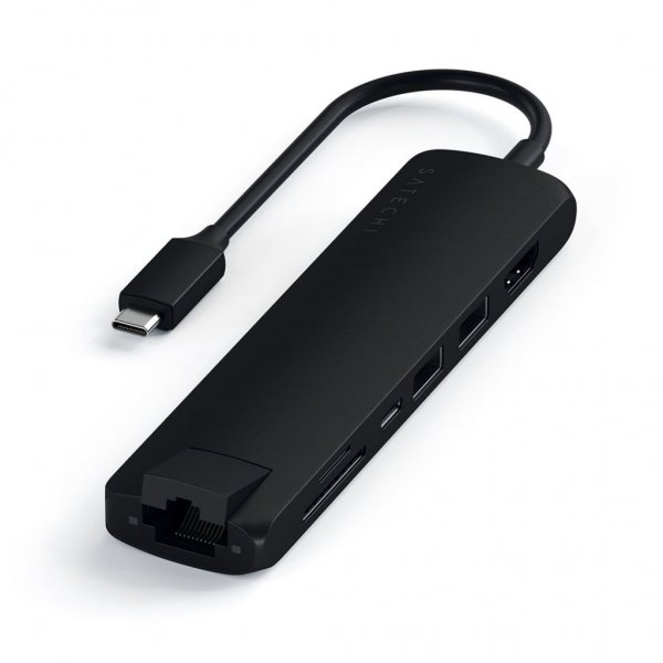 Satechi Slim USB-C MultiPort med Ethernet Svart