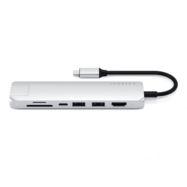 Satechi Slim USB-C MultiPort med Ethernet Silver