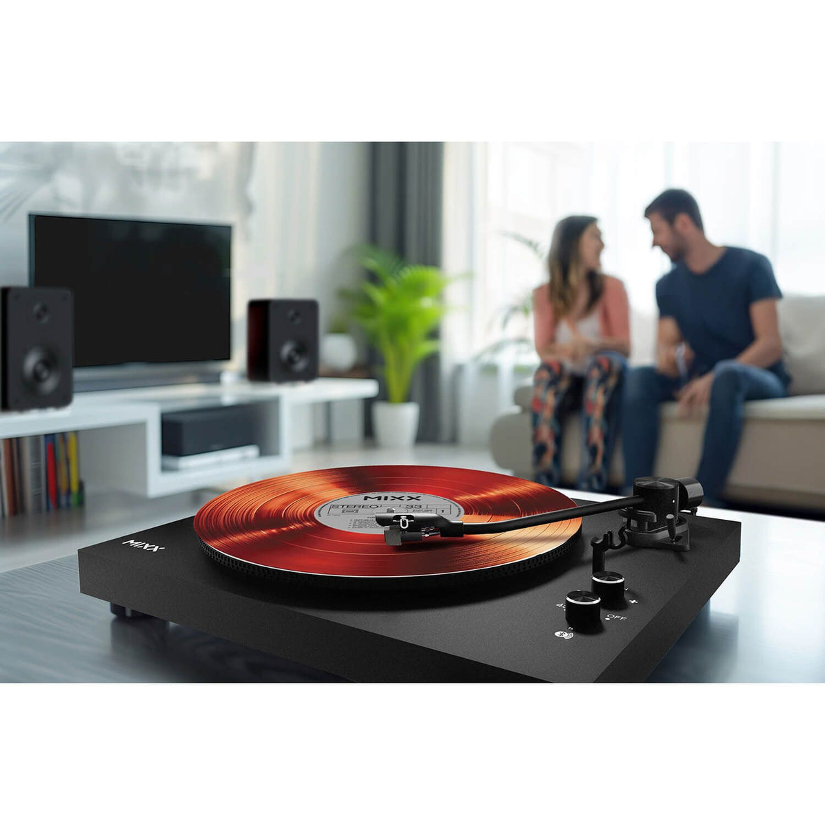 Mixx System 5 Vinylskivspelare Stereo med Högtalare Svart