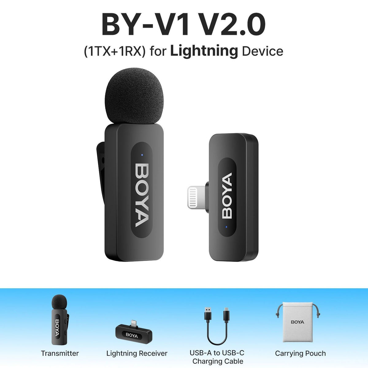 Boya Trådlös Mikrofon By-V1 Mini V2.0 Lightning 2.4 Ghz