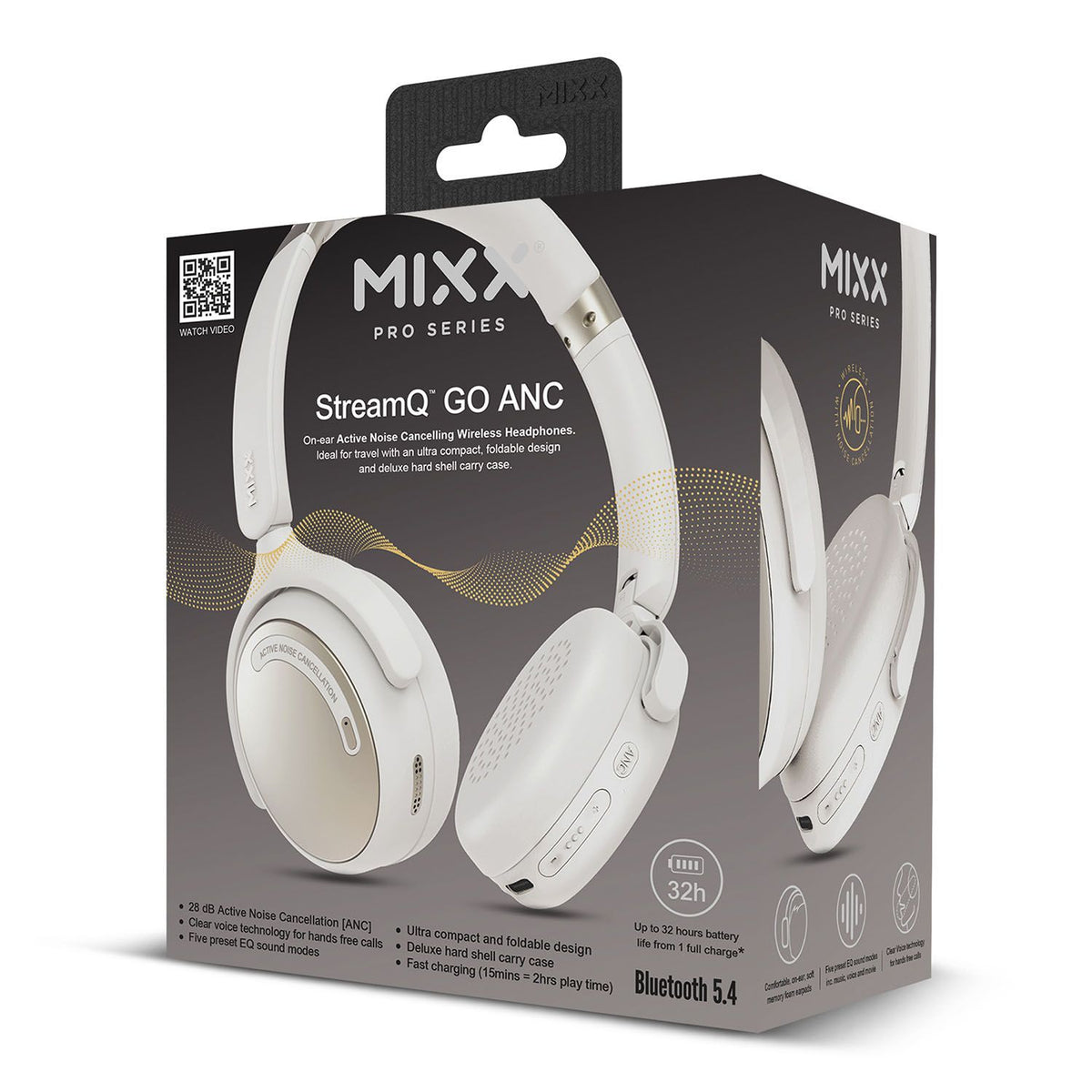 Mixx Trådlösa On-Ear Hörlurar StreamQ Go ANC Beige
