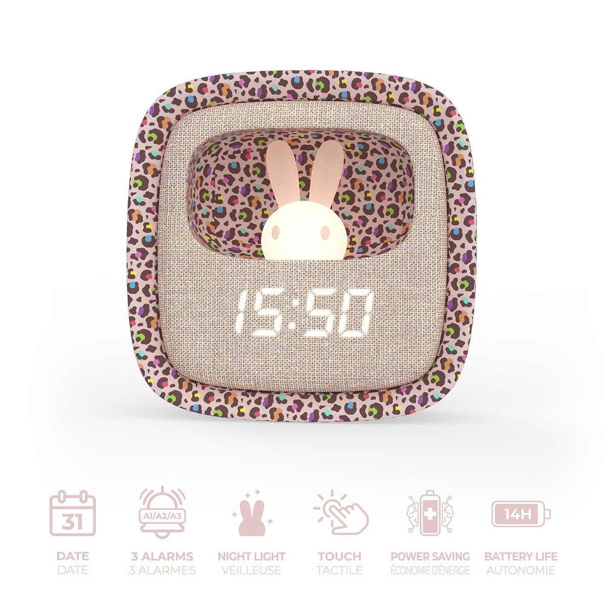 Mobility on Board Väckarklocka med Nattlampa Billy Clock Rainbow Leopard