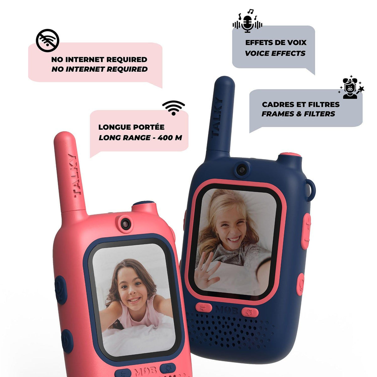 Mobility on Board Walkie Talkie Video Talky Cutie Blå och Rosa