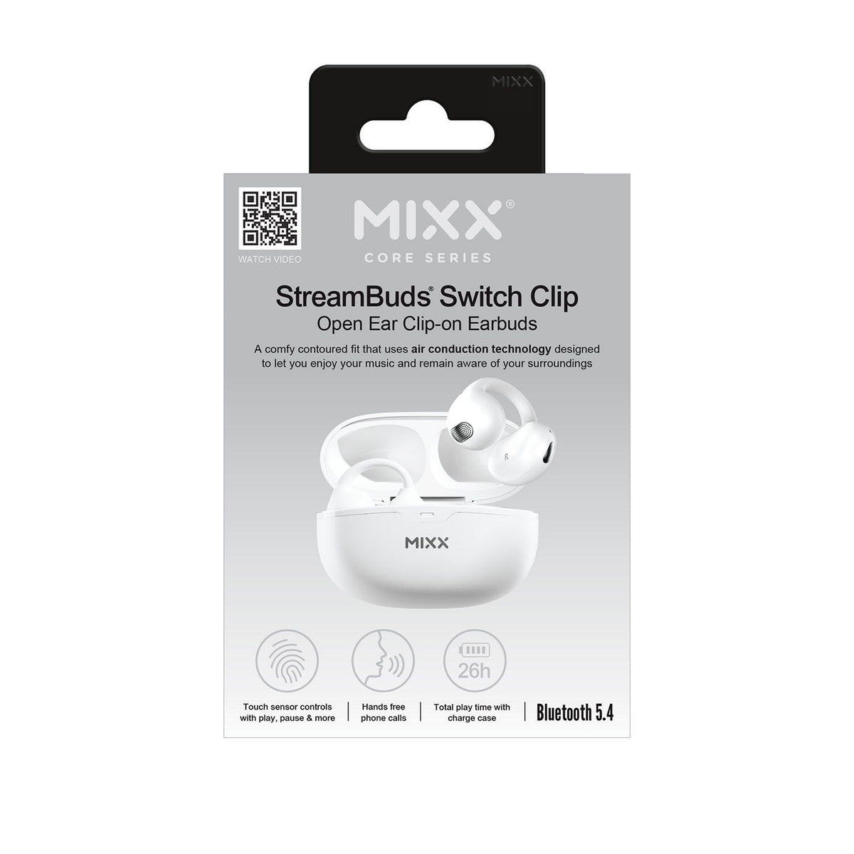 Mixx Trådlösa Open-Ear Hörlurar StreamBuds Switch Clips Vit