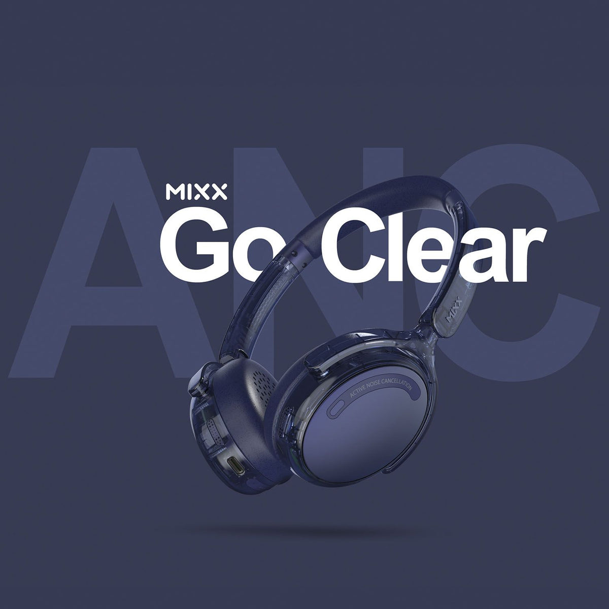 Mixx Trådlösa On-Ear Hörlurar StreamQ Go ANC Clear Marinblå