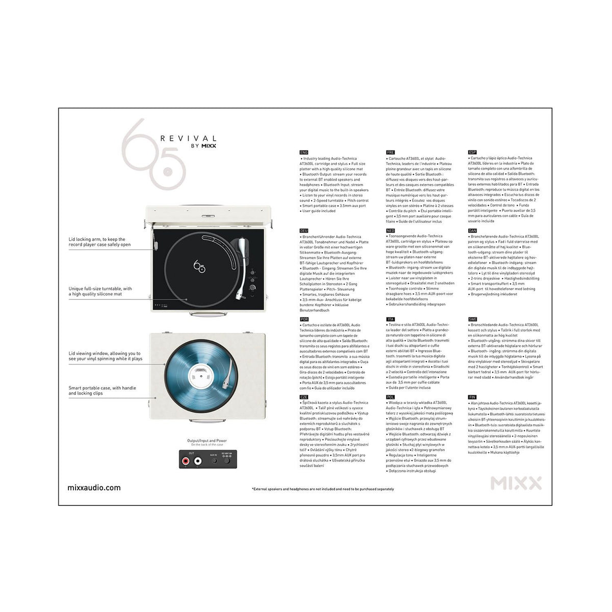 Mixx Revival 65 Vinylspelare Stereo Cream