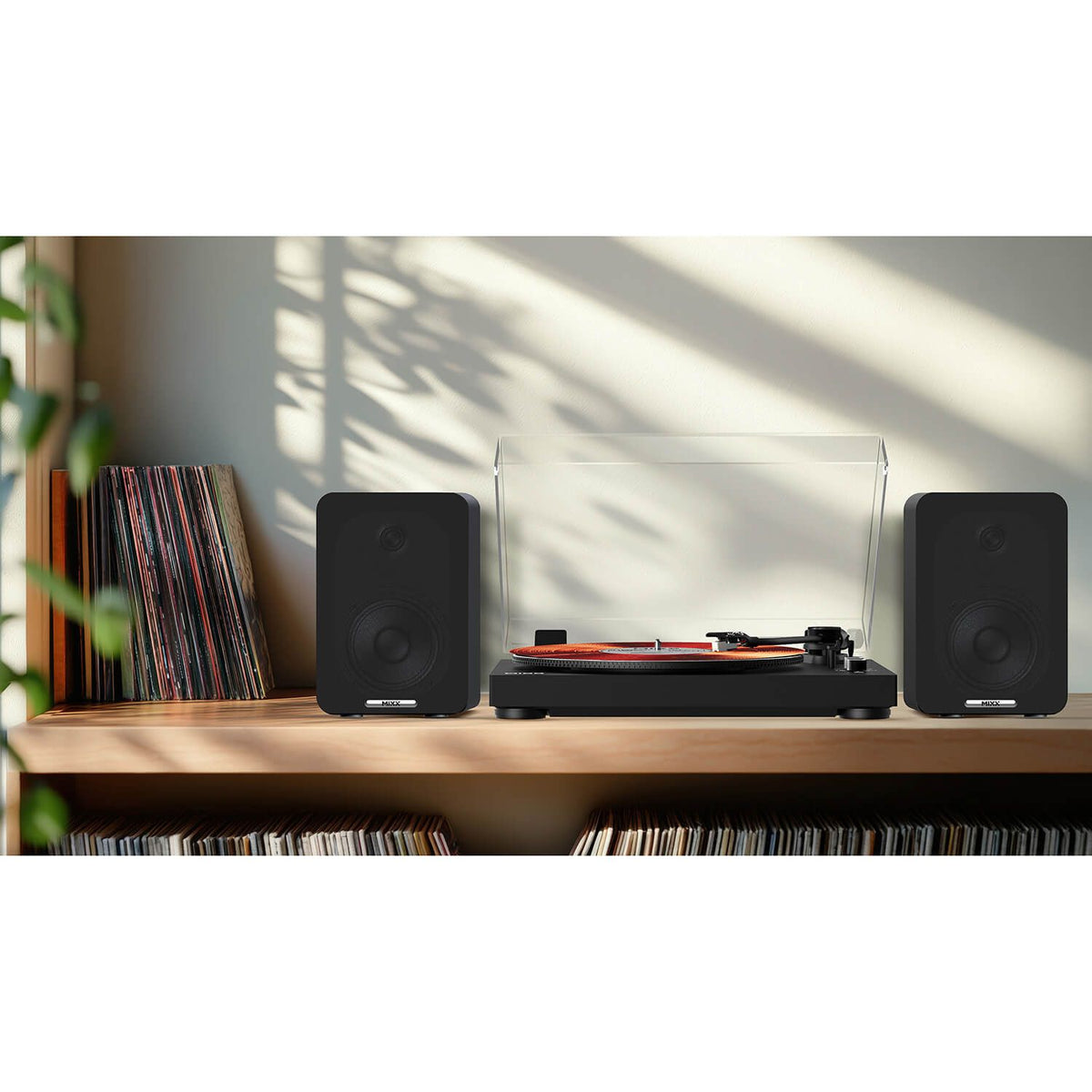 Mixx System 5 Vinylskivspelare Stereo med Högtalare Svart
