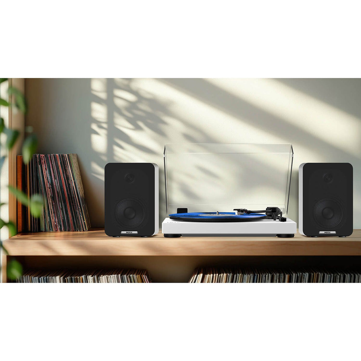 Mixx System 5 Vinylskivspelare Stereo med Högtalare Vit