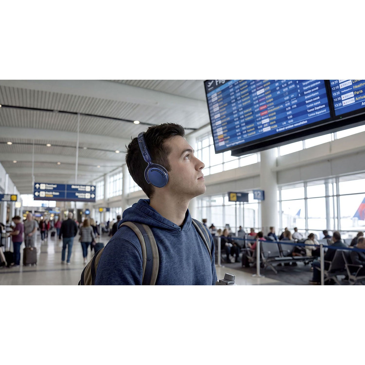 Mixx Trådlösa On-Ear Hörlurar StreamQ Go ANC Clear Marinblå