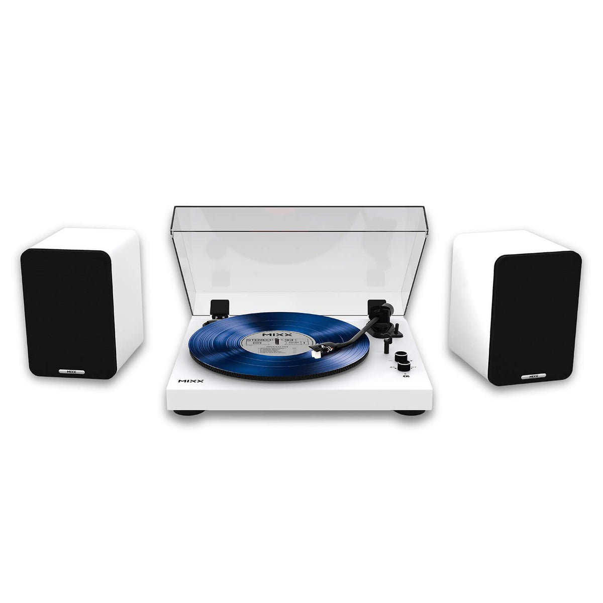 Mixx System 5 Vinylskivspelare Stereo med Högtalare Vit