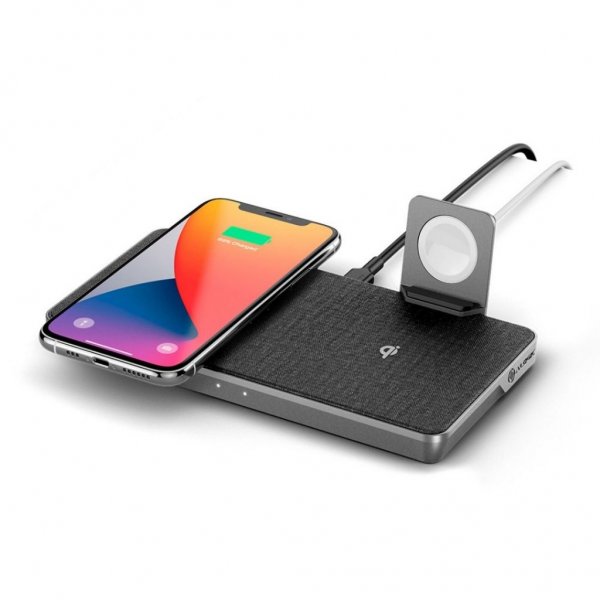 ALOGIC Ultra Power 3-i-1 Trådlös Dubbel Laddningsstation med Apple Watch-hållare