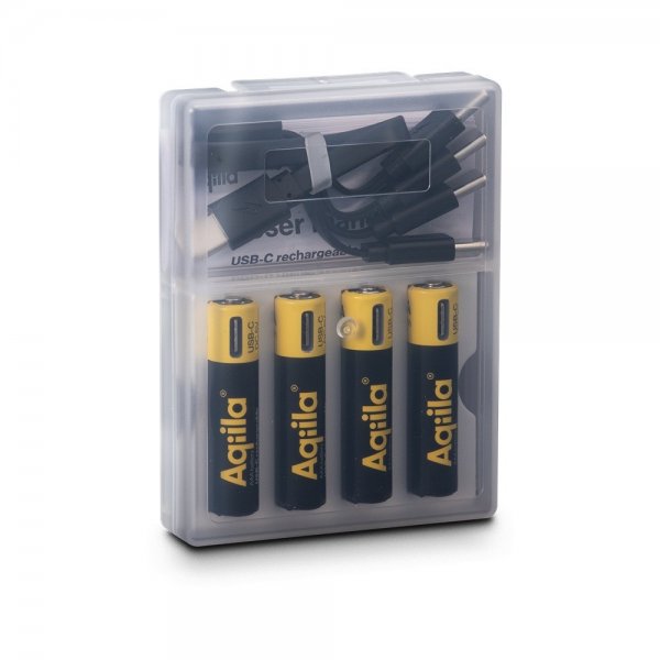 Aqiila Uppladdningsbart AAA-batteri USB-C 4-pack