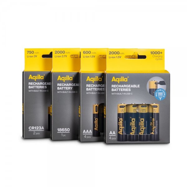 Aqiila Uppladdningsbart AAA-batteri USB-C 4-pack