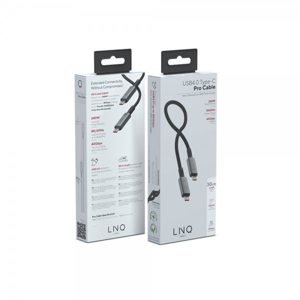 LINQ USB-C kabel 30cm USB 4.0 240W/40Gbps PD3.1EPR
