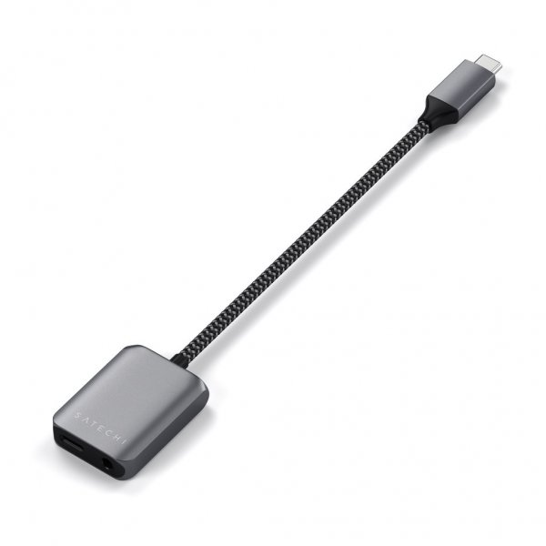 Satechi USB-C till 3.5mm och USB-C PD Adapter Grå