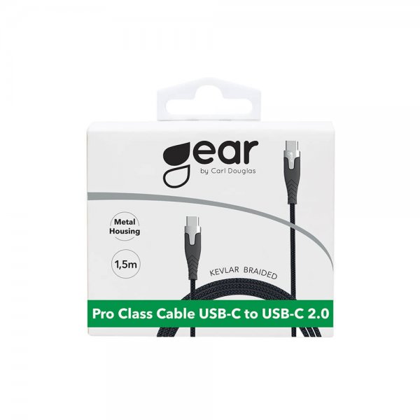 Gear USB-C till USB-C Kabel Kevlar 1.5 meter Svart