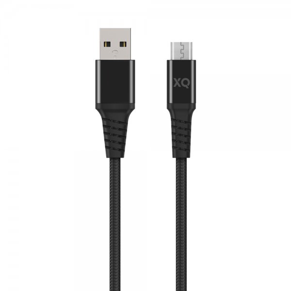 Xqisit USB till Micro USB Kabel Flätad Extra Stark 2 m Svart